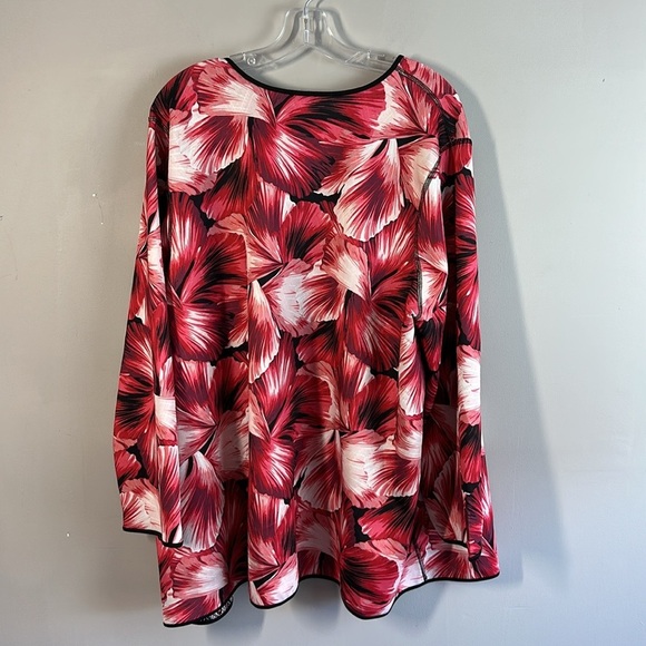 Catherines Women Plus Kimono/Cardigan Jacket Reversible Size 2X Red Pink Floral - Picture 2 of 10
